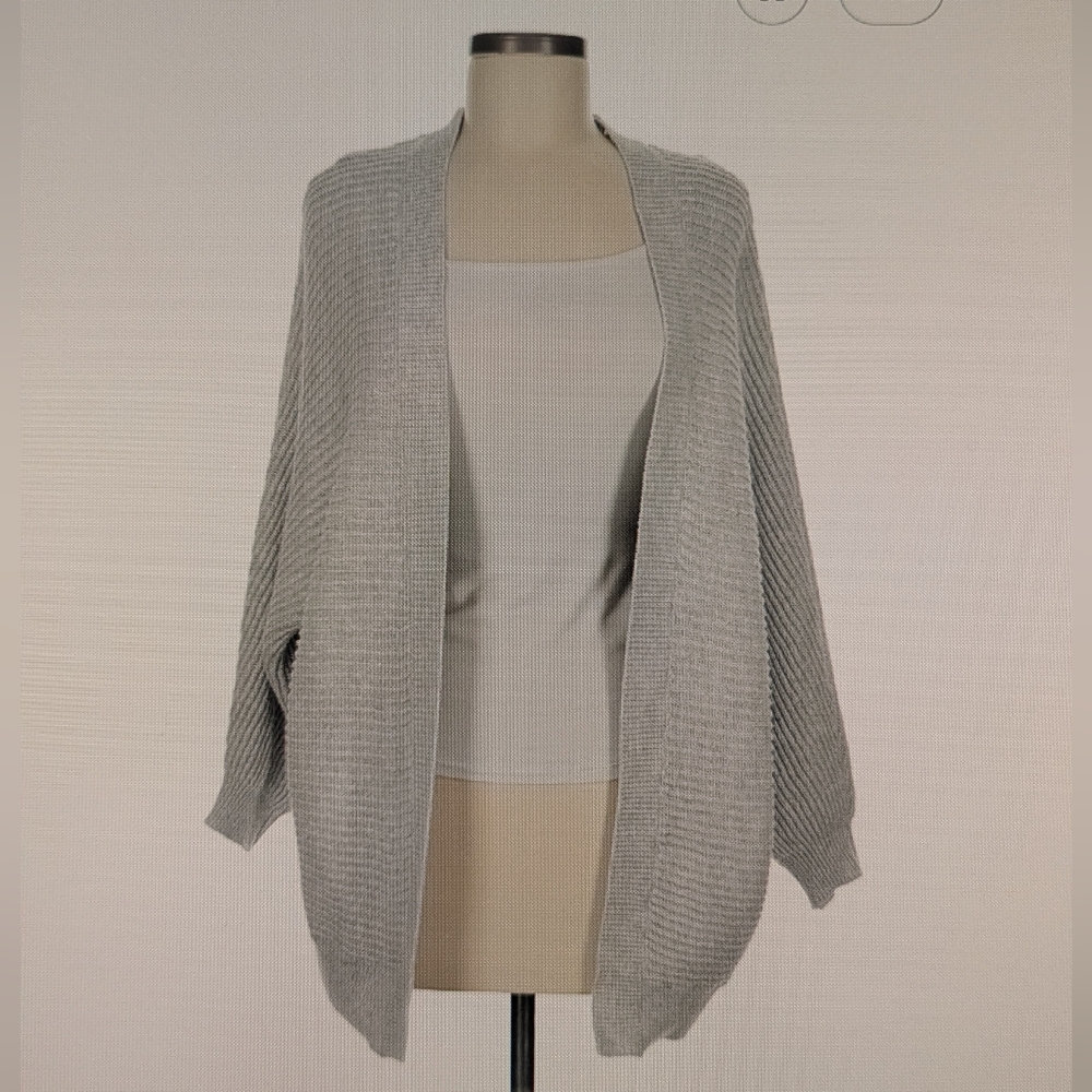 American Eagle Cardigan Heather Grey Doleman Oversized Open Front
